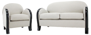 Italian Two-Seater Sofa and Armchair, 1940s, Set of 2