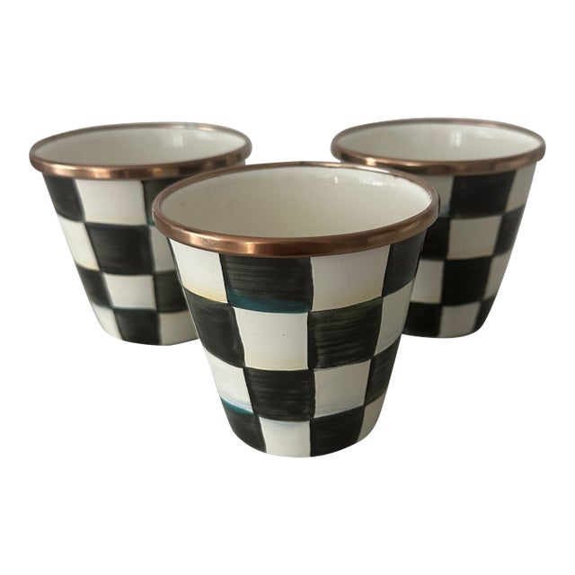 Mackenzie-Childs Set/3 Courtly Check Herb Pots For Sale