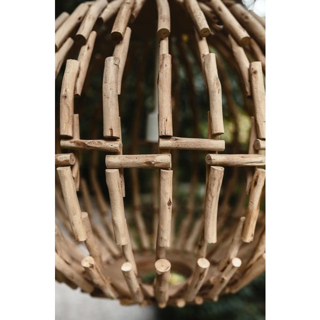 Contemporary Matthew Izzo Home Cade Eucalyptus Wood Sphere Pendant Light For Sale - Image 3 of 4