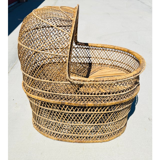 1970s Vintage Domed Wicker Baby Bassinet For Sale - Image 5 of 11
