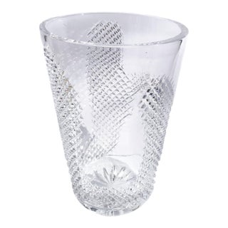 1990s Grand Heirloom Extra Large Hand-Cut Crystal Statement Vase For Sale