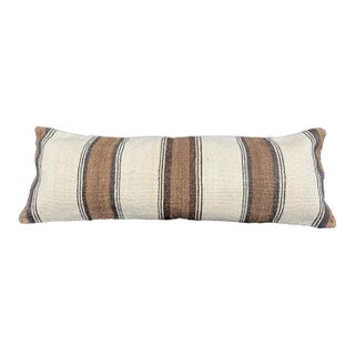 Turkish Hemp Pillow Cushion Natural Beige Brown Cushion Cover 14"x40" For Sale