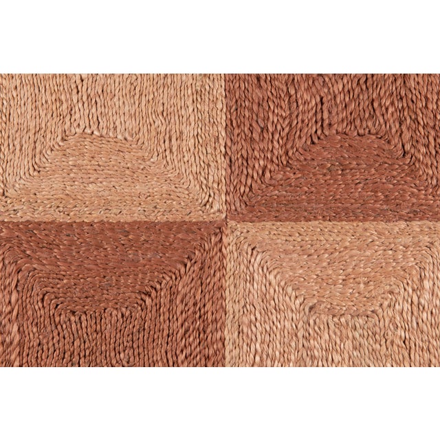 Transitional Part & Parcel Goods Jute Block Runner, 2’6”x8', Topaz and Bisque For Sale - Image 3 of 5