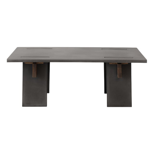 Arnold Coffee Table with Dark Concrete and Dark Oak Wedges by Eberhart Furniture For Sale