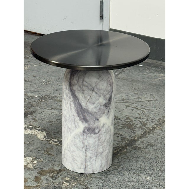 Mid-Century Modern Vuue for Cb2 Martini Marble Side Table For Sale - Image 3 of 12