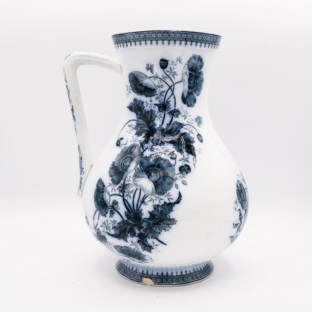 Large Transferware Pitcher from Villeroy & Boch, 1890s For Sale - Image 12 of 13