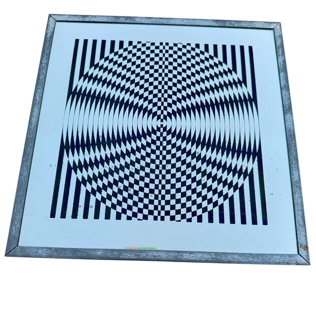 1960s Mid Century Modern Op Art Framed Mirrors- Set of 4 For Sale - Image 5 of 12