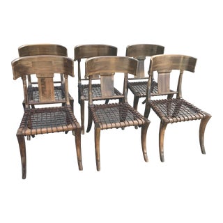 Walnut Klismos Dining Chairs Set of 6 For Sale