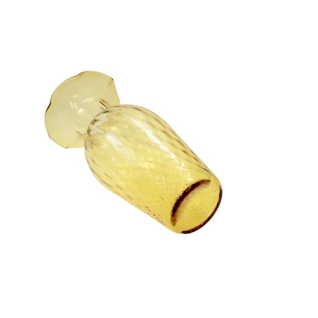 Traditional Amber Citrine Optic Glass Vase For Sale - Image 3 of 5