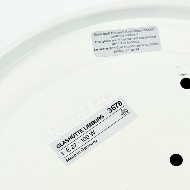 Mid-Century Modern White Iron and Glass Flush Mount from Limburg, Germany, 1970s For Sale - Image 10 of 11