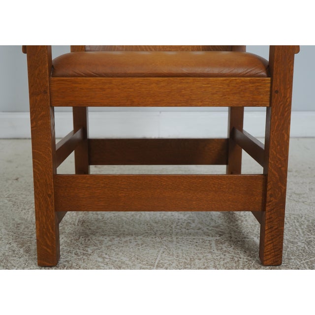 Wood Set of 6 Stickley Mission Oak Arts & Crafts Dining Chairs For Sale - Image 7 of 18