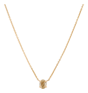 Oval Cut Yellow Diamond Minimalist Solitaire Contemporary Necklace in 18k Gold