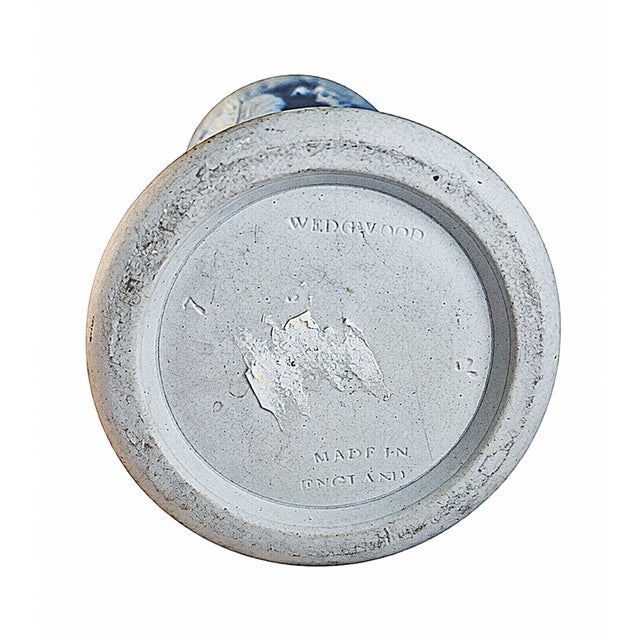 Wedgwood Cobalt Blue Jasperware Spill Vase featuring the Harebell & Acanthus Leaf pattern with classical floral swags....