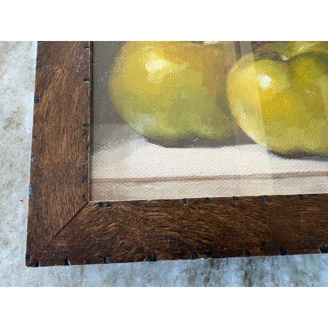 Realism Three Original Amanda Still Lifes of Cherries, Strawberries and Green Apple Fruits in Custom Burl Wood Finished Frames For Sale - Image 3 of 13