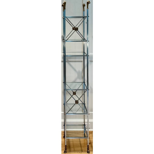 Mid 20th Century Mid Century Steel & Brass French Etagere, Maison Jansen Style For Sale - Image 5 of 12