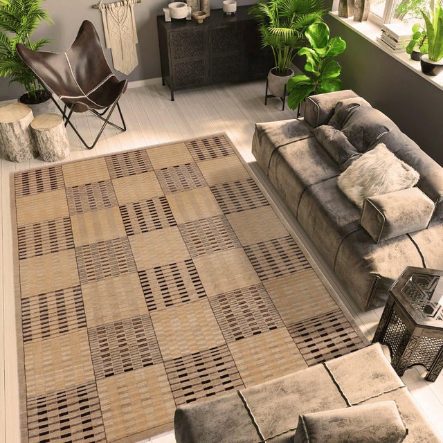1990s Contemporary Gabbeh Beige/Tan Wool Rug - 8'11" X 11'9" For Sale - Image 4 of 12