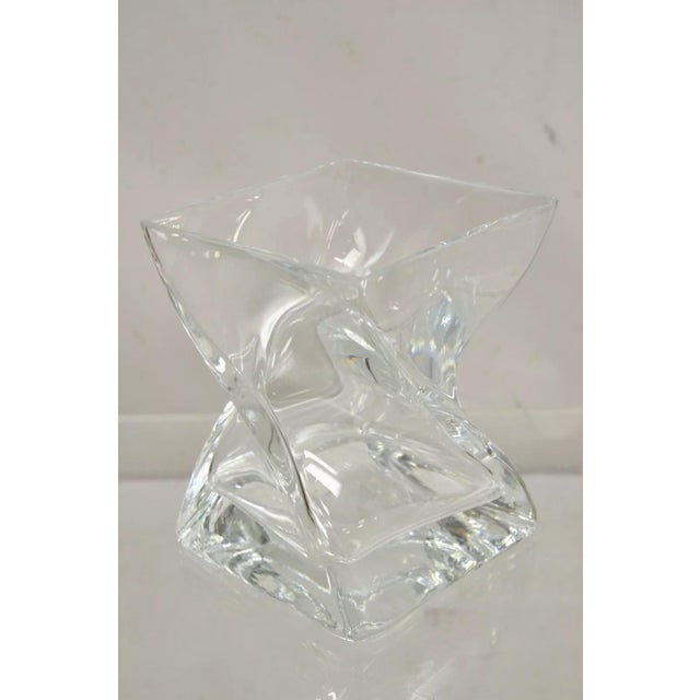Late 20th Century Modern Abstract Turkish Konart Twisted Glass Crystal Vase Centerpiece (B) For Sale - Image 9 of 10
