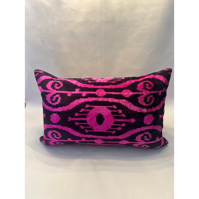 Silk Velvet Lumbar Pillow 16x24 | Handmade in Turkey For Sale - Image 4 of 4