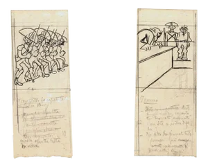 Figures - Ink and Pencil Drawing by G. Galantara - Early 20th Century Early 20th Century