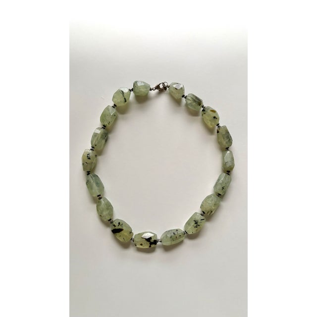 Contemporary Vintage Prehnite Faceted and Sterling Silver Beaded Necklace For Sale - Image 3 of 4