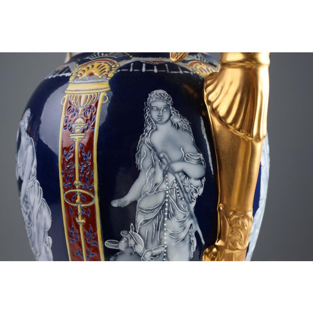 Blue Empire Porcelain Vases from August & Conrad Bauscher, Germany, 1900s, Set of 2 For Sale - Image 8 of 12