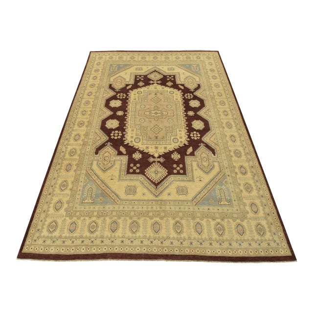 Ziegler Rug 9’10” X 14’1” Brown Wool Traditional Hand-Knotted Oriental Carpet For Sale