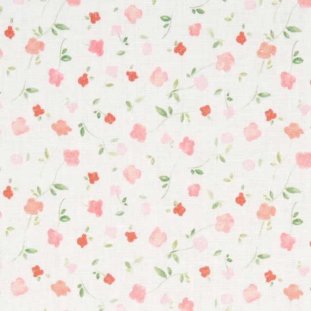 Sample - Schumacher x Marie-Chantal Bloomwind Performance Linen Fabric in Pink For Sale