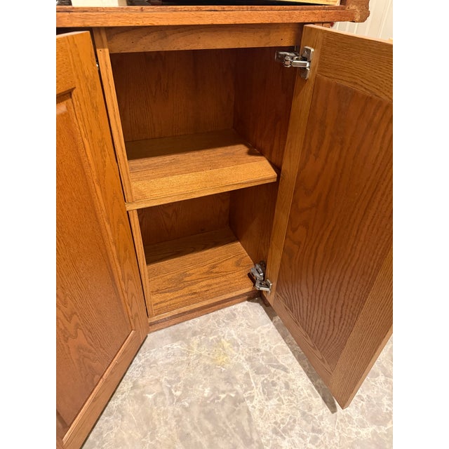 Pulaski Oak Bar With Brass Top and Foot Rail, Griffin Carvings, Plus Custom Inset Oak Doors, Attributed For Sale - Image 10 of 12