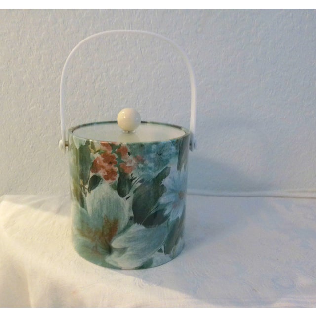 Vintage Kraftware Elegance Green Floral Ice Bucket For Sale In West Palm - Image 6 of 6
