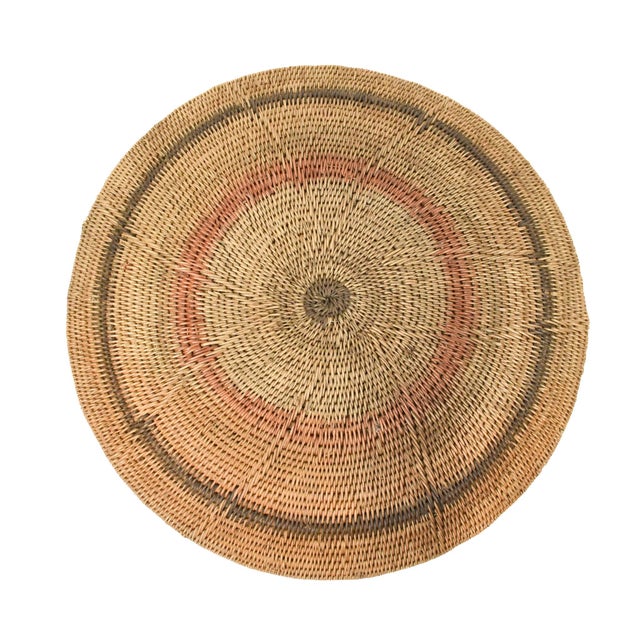 Textile Early 20th Century Makenge Flat Wedding Basket Zambia 15 Inch For Sale - Image 7 of 7
