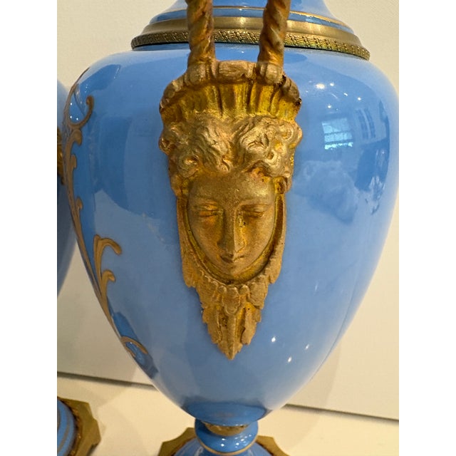Pair of Stunning Late 19th Century Hand-Painted French Sevres Urns For Sale - Image 12 of 15