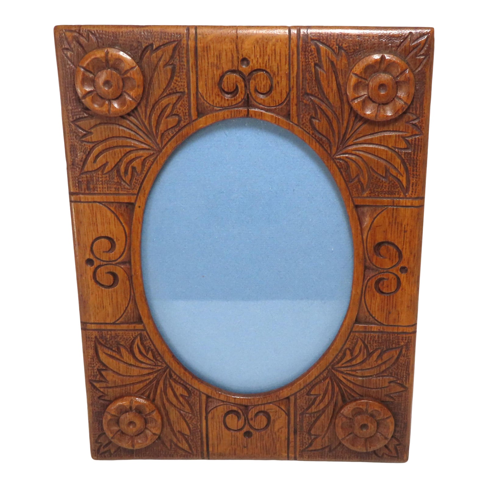 Antique American Victorian Hand Carved Oak Wood Picture Frame Chairish