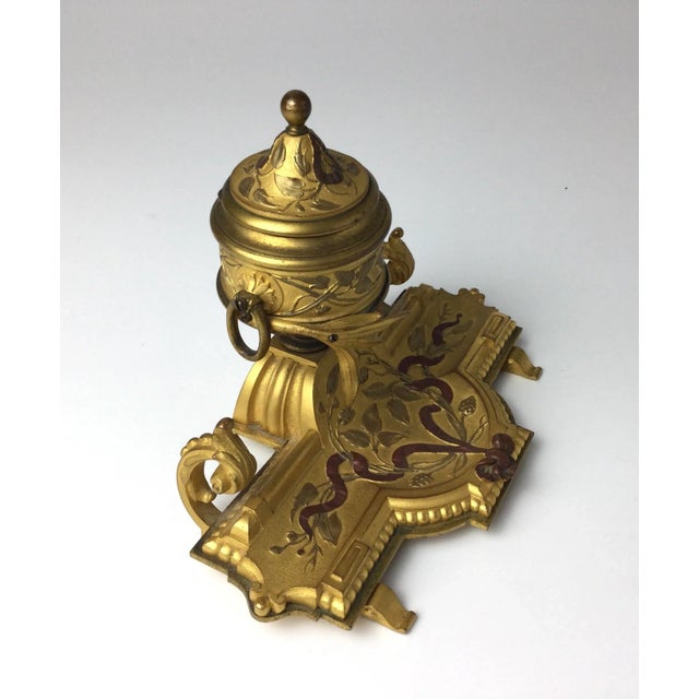 19th Century Gilt Bronze French Inkwell For Sale - Image 4 of 10