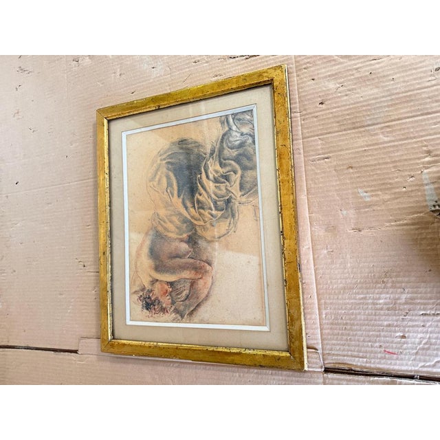 French Artist, Woman on a Bed, 19th Century, Drawing on Paper, Framed For Sale - Image 13 of 14