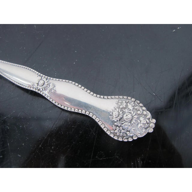 Art Nouveau Mount Vernon Sterling Silver Adolphus Pierced Asparagus Serving Fork With Gold For Sale - Image 3 of 6