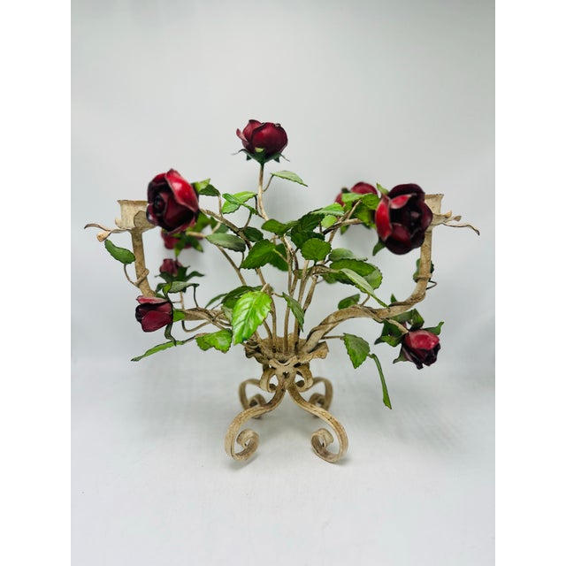 1960s Vintage Tole Candelabra For Sale - Image 5 of 6