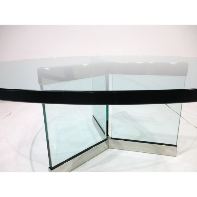 Glass Pace Collection Coffee Table Plate Glass and Chrome by Leon Pace For Sale - Image 7 of 9