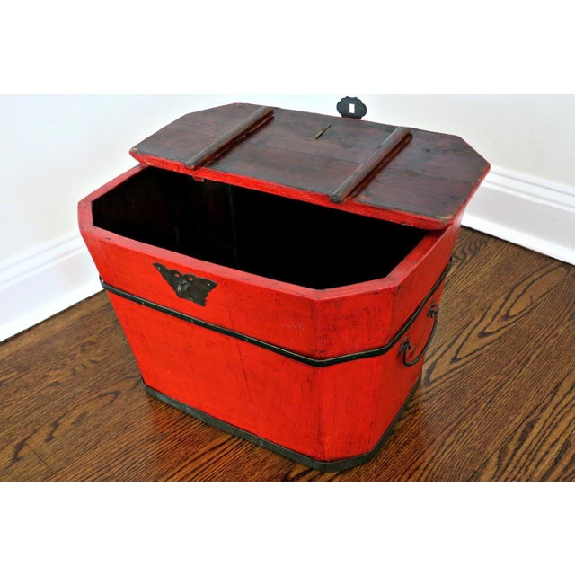 Vintage Chinese Wooden Rice Box Container | Chairish