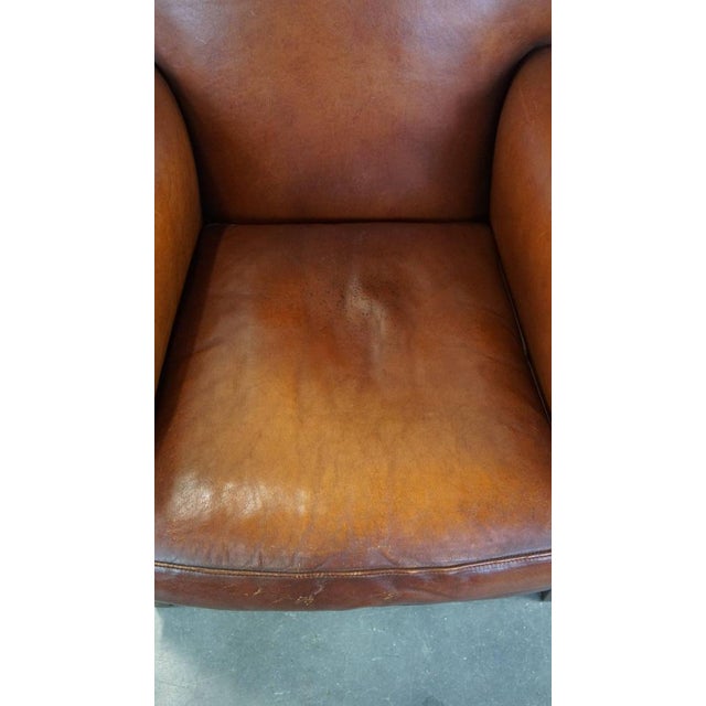 Cognac-Colored Sheep Leather Chair For Sale - Image 6 of 14