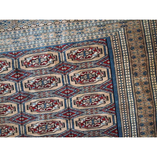 Brown 1960s Handmade Vintage Uzbek Bukhara Rug 4.2' X 5.7' For Sale - Image 8 of 10