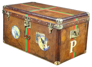 Leather Steamer Trunk with Key from Goyard, 1893
