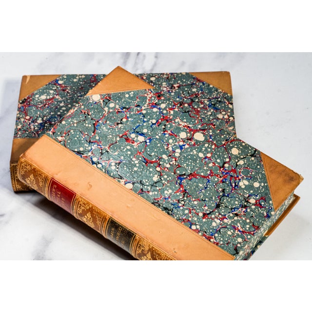 Stunning 6 Volume Ornate Victorian Antique Leather Spine Books Works of Henry Wadsworth Longfellow Home Office Shelf Decor For Sale In New York - Image 6 of 10