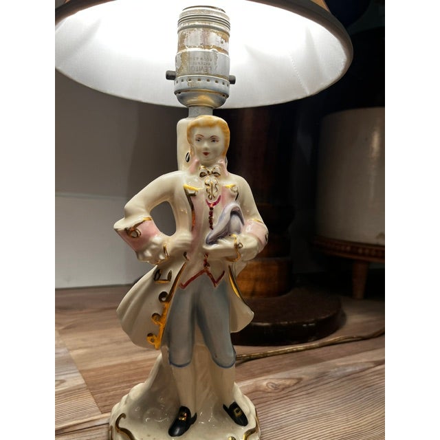 Ceramic Vintage Colonial Figurine Lamp For Sale - Image 7 of 18