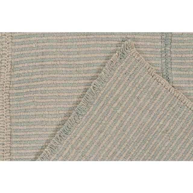 Textile Rug & Kilim’s Contemporary Kilim in Sky Blue and Off-White Stripes For Sale - Image 7 of 7