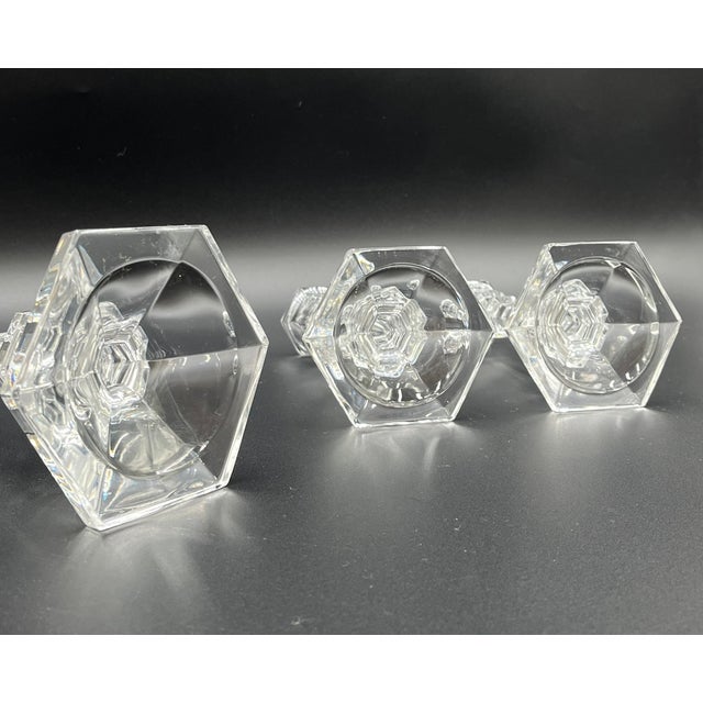Vintage Classic Cut Glass Candleholders from Baccarat, 1950s, Set of 3 For Sale - Image 15 of 16