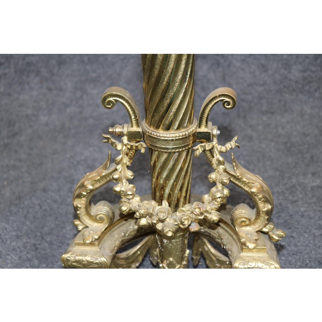 Pair Louis XVI Style Brass Fireplace Andirons Chenets For Sale - Image 4 of 9