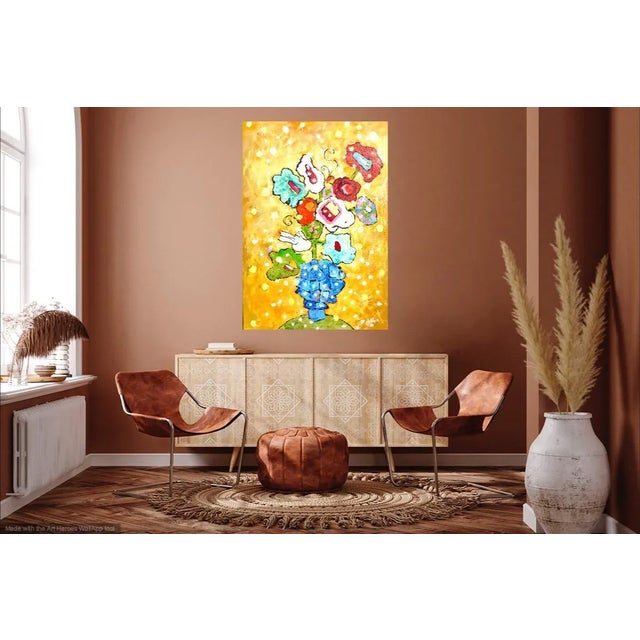 Yellow Vase of Flowers For Sale In Los Angeles - Image 6 of 6