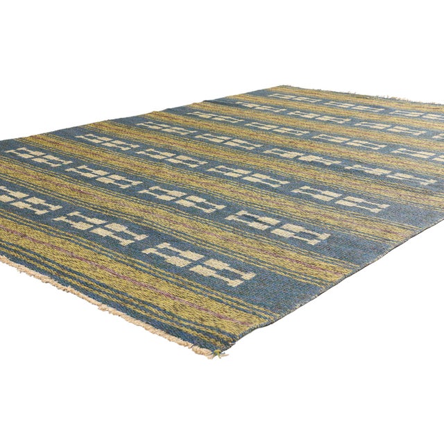 79390 Vintage Finnish Rollakan Rug, 05'03 x 07'11. The Northern Measure: A Vintage Finnish Rollakan Masterpiece of Nordic...