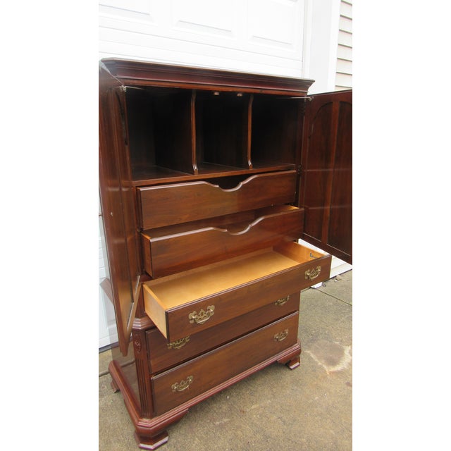 1980s 1980s Ethan Allen Armoire Wardrobe Cherry Chest Georgian Court For Sale - Image 5 of 7
