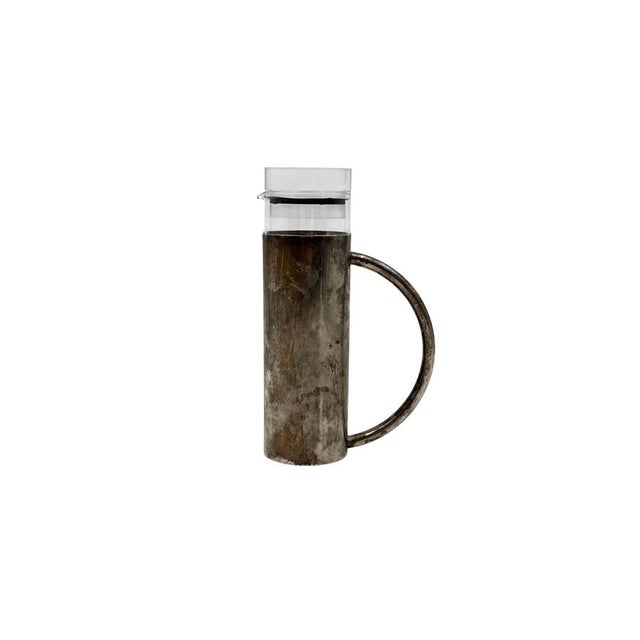 1970s Modern Silver-Plated and Glass Mod. Oilvine Cruet from Lino Sabattini, Italy, 1970s For Sale - Image 5 of 13